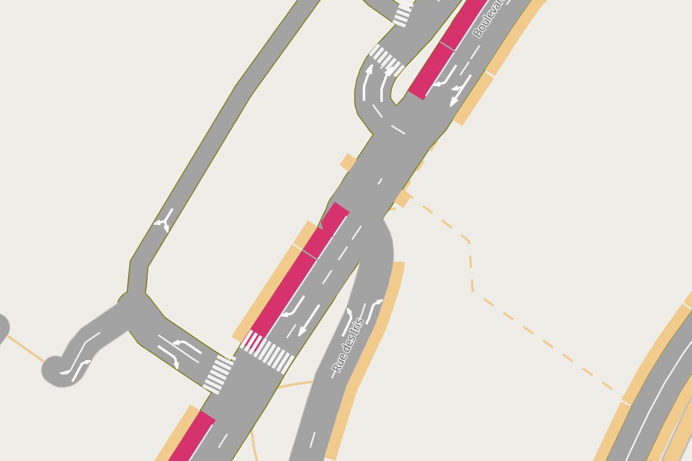 Bus lanes on Boulevard Princesse Charlotte at zoom 18.6