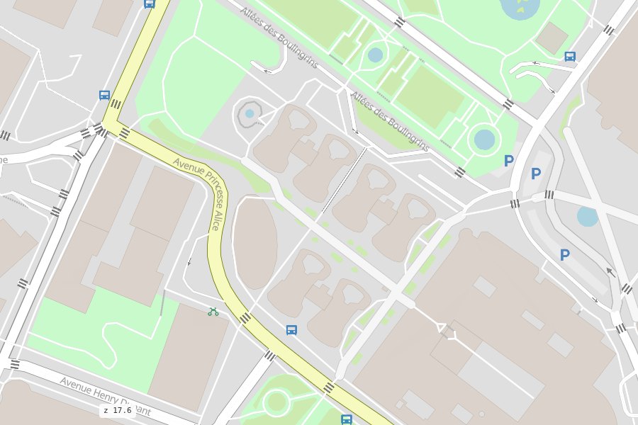 Central Monte-Carlo with parking, bus stops and crossings