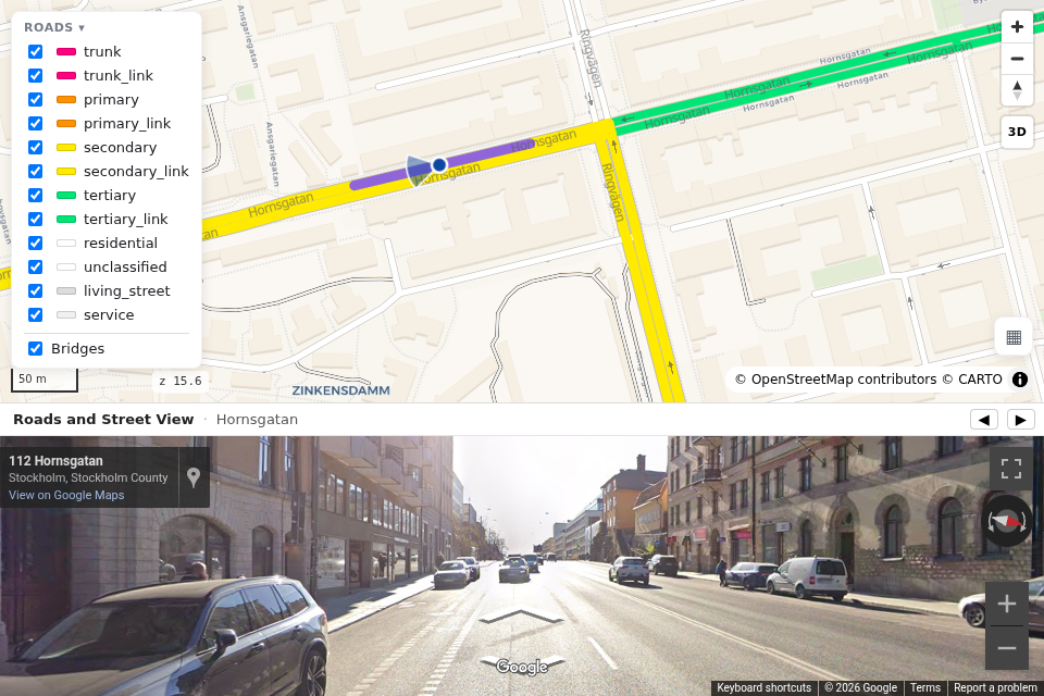 map with street view under it