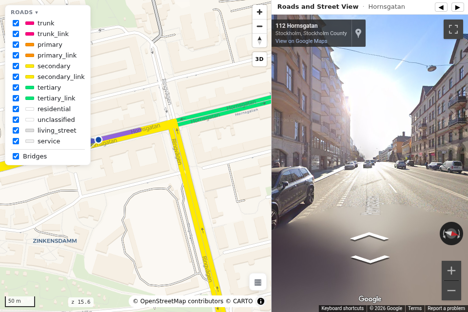 map and street view side by side